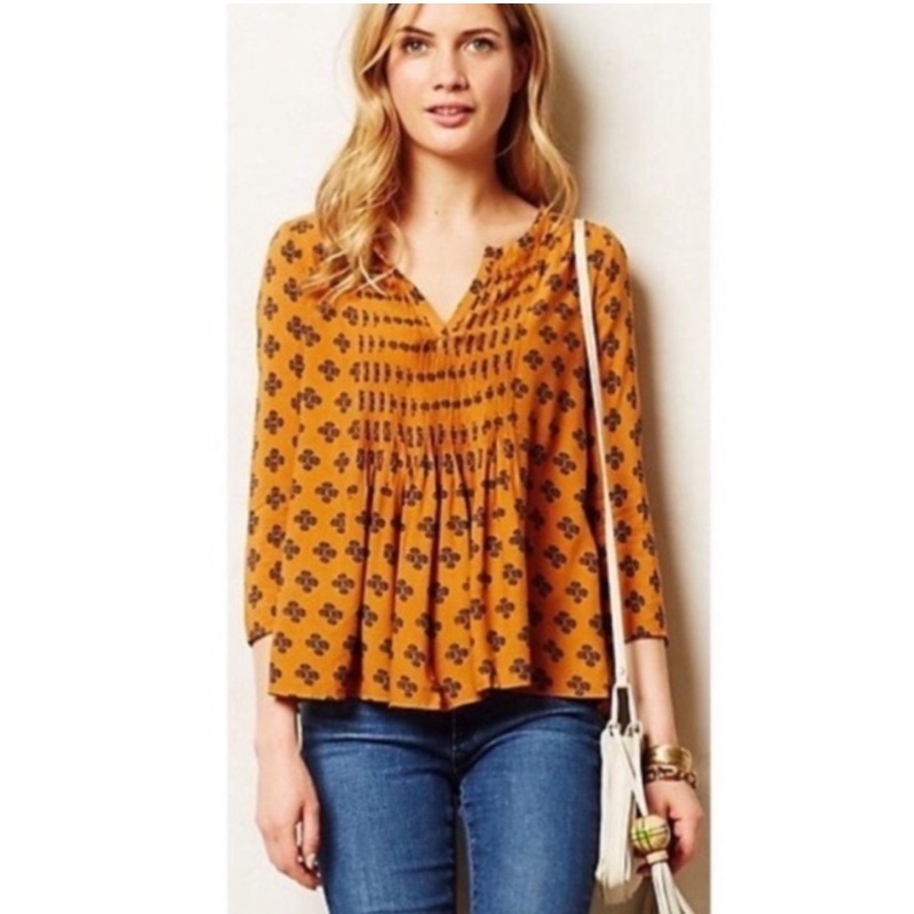 Anthropologie Vanessa Virginia Pintuck Tunic Size Medium